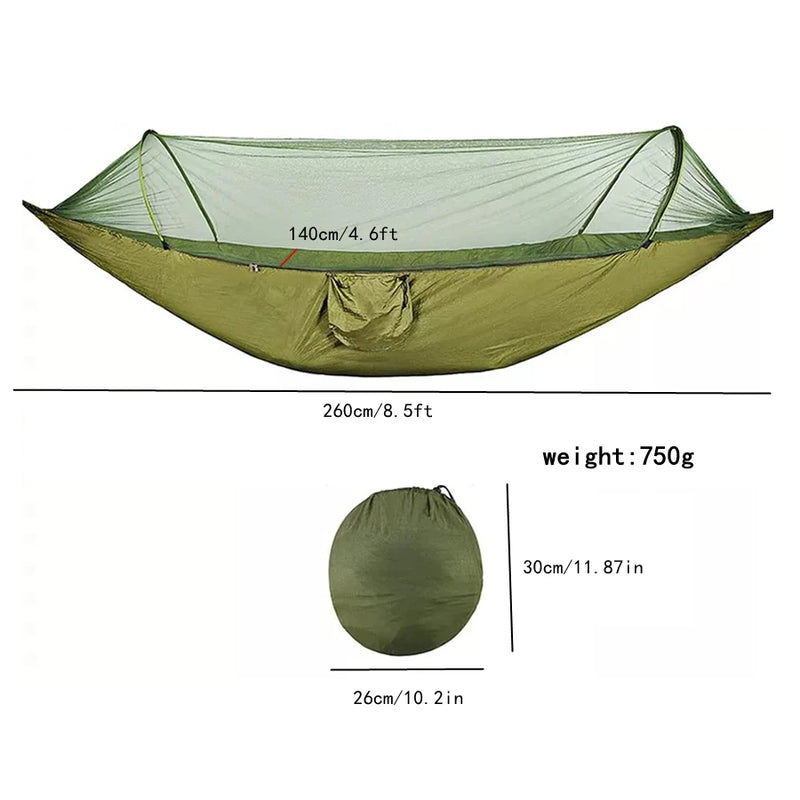 Hamac 2 Places avec Moustiquaire en Tissu Parachute, 260 x 140 cm, Bâche en Option, vue 4