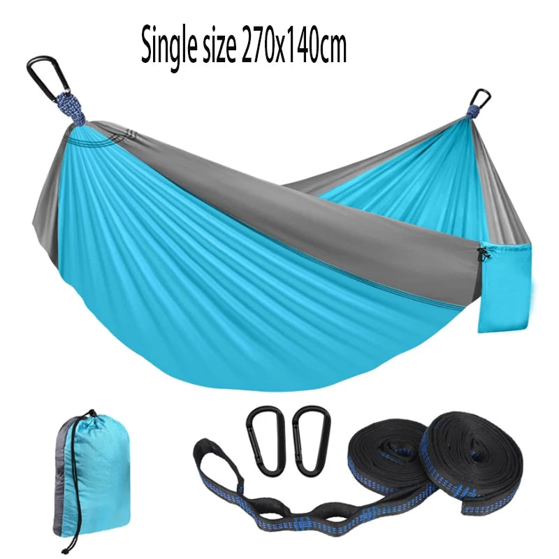 Hamac de camping portable en nylon 210T, simple 270 x 140 cm ou double 300 x 200 cm, vue 16