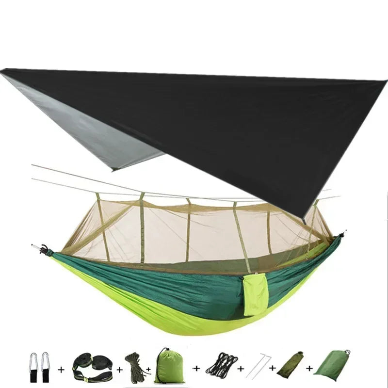 Hamac de Camping Double Moustiquaire, Bâche Imperméable et Sangles, 260 x 140 cm, vue 14