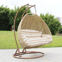 Fauteuil Suspendu Œuf Tressé avec Pied Métal en Arc, 7 Coloris de Coussin, vue 5