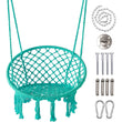 Chaise Hamac Ronde en Macramé de Coton avec Anneau en Acier et Kit de Suspension