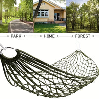 Hamac filet de jardin et plage en nylon vert olive, cordes incluses
