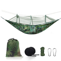 Hamac de Camping Camouflage Réversible avec Moustiquaire, 1 Place, Sangles et Mousquetons