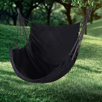 Chaise hamac suspendue à double épaisseur de toile, 100 x 130 cm, écru, gris ou noir, vue 2