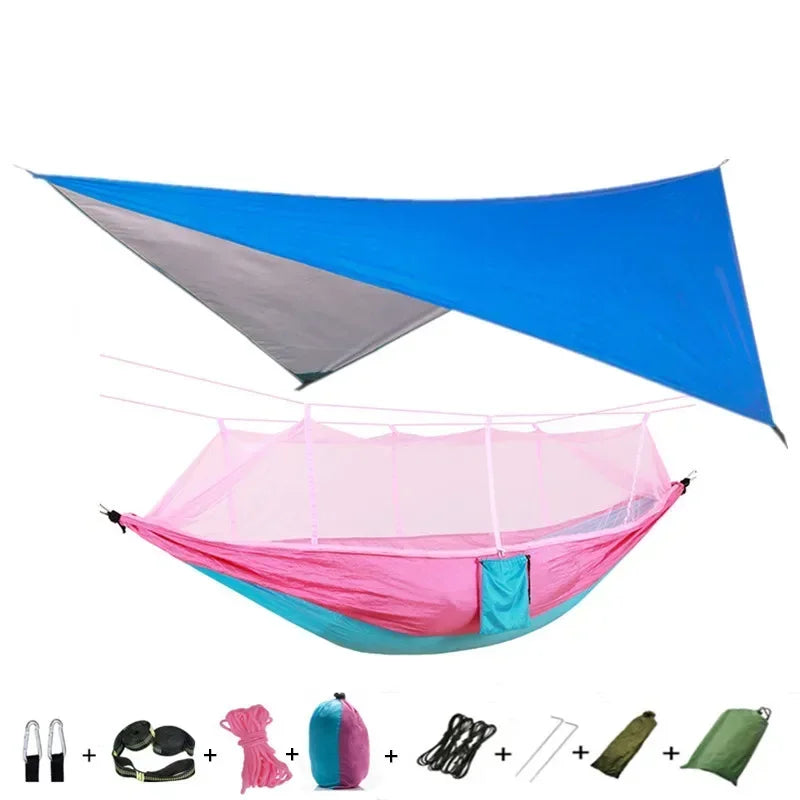 Hamac de Camping Double Moustiquaire, Bâche Imperméable et Sangles, 260 x 140 cm, vue 22