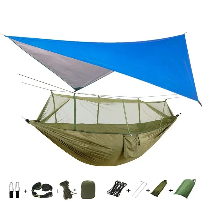 Hamac de Camping Double Moustiquaire, Bâche Imperméable et Sangles, 260 x 140 cm, vue 29