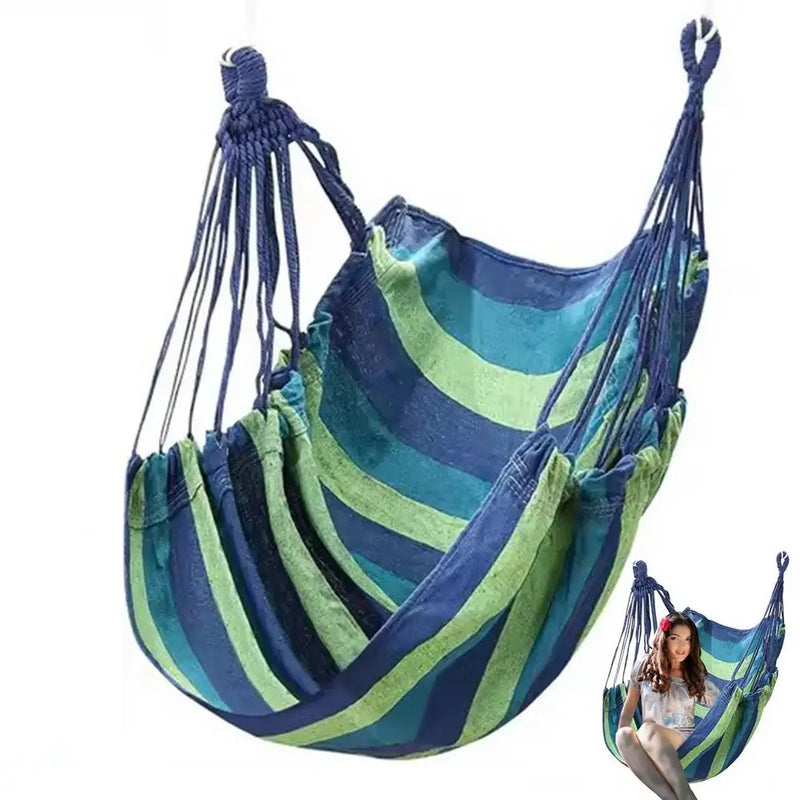 Chaise Hamac Suspendue en Toile Épaisse 130 x 100 cm, Rayée ou Unie, 6 Coloris, vue 10
