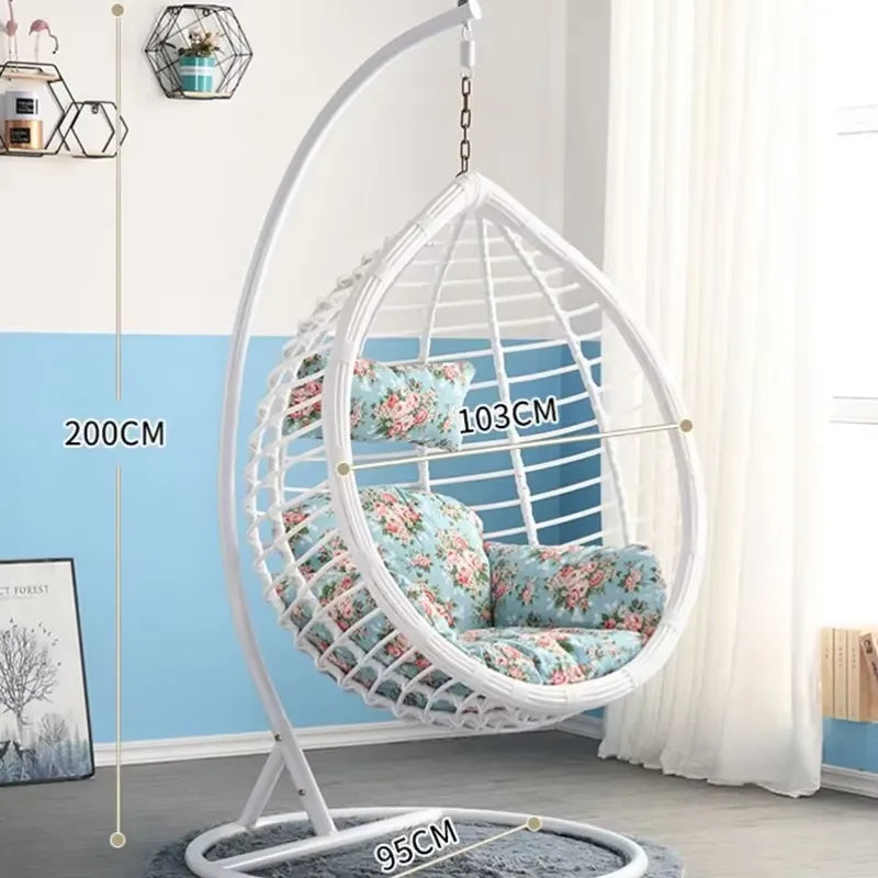 Fauteuil Suspendu Œuf en Résine Tressée avec Pied en Arc, 6 Coloris, vue 3