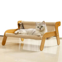 Lit Hamac pour Chat en Bois et Sisal, Griffoir 2 en 1, 2 Tailles, vue 7