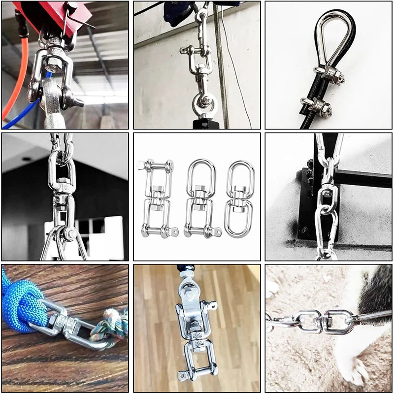 Émerillon double en inox 304 pour hamac et fauteuil suspendu, M4 à M12, vue 6