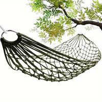 Hamac filet de jardin et plage en nylon vert olive, cordes incluses, vue 2