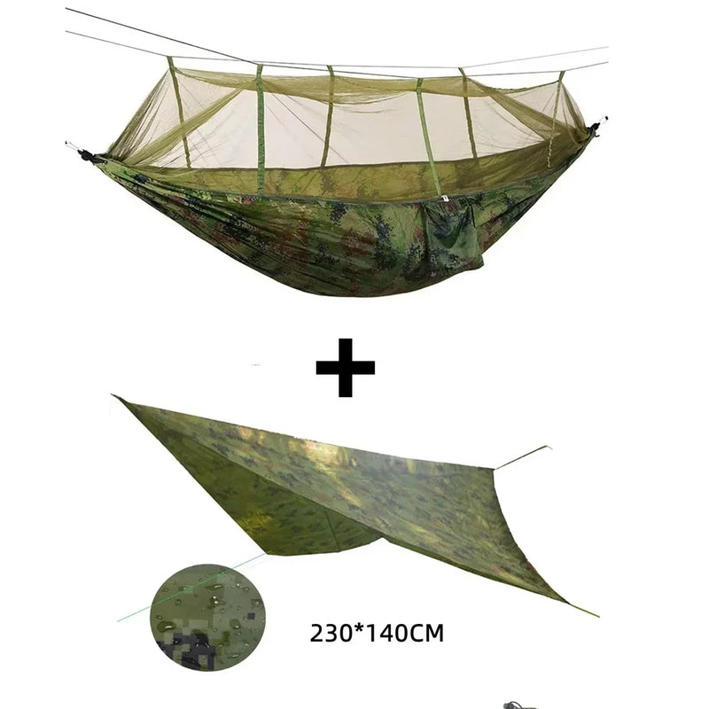 Hamac de Camping avec Moustiquaire, Nylon 210T Ripstop, 260 x 140 cm, Bâche à la Pièce, vue 10