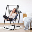 Chaise Hamac sur Pied en Acier Noir, Toile de Coton, 10 Coloris