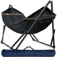 Hamac sur Pied Pliable 2 Places, Barres en Bois et Sac de Transport, vue 2