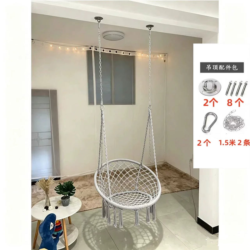 Chaise Hamac Suspendue en Corde de Coton à Franges, 1 ou 2 Places, vue 10