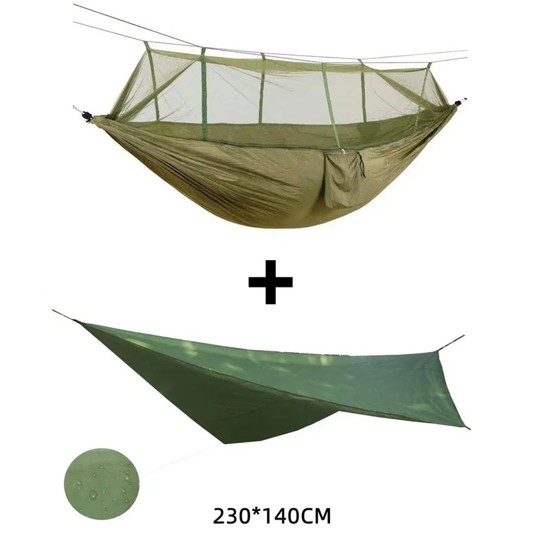 Hamac de Camping avec Moustiquaire, Nylon 210T Ripstop, 260 x 140 cm, Bâche à la Pièce, vue 8