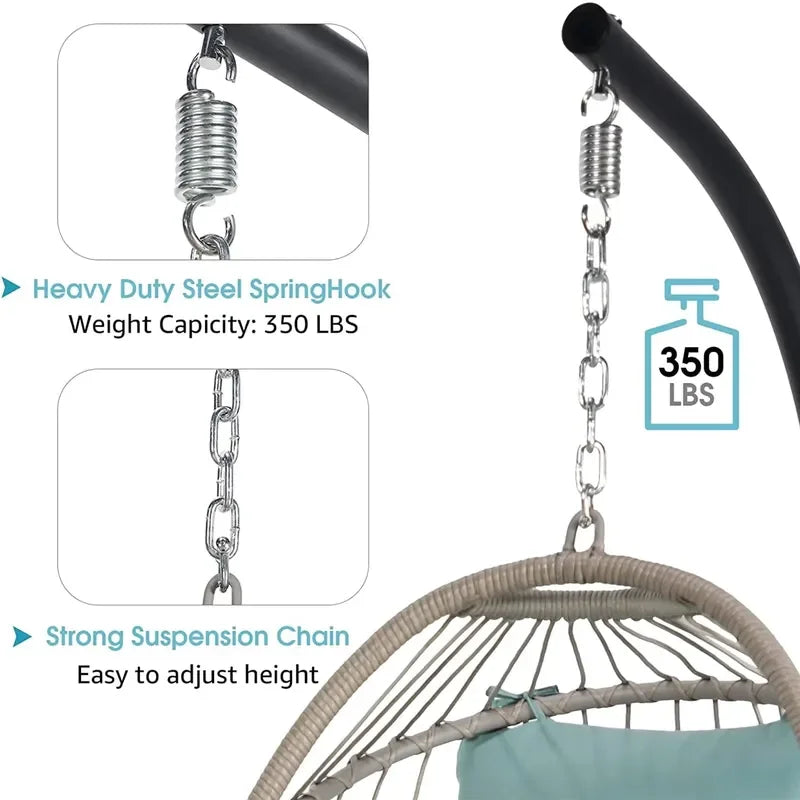 Fauteuil Suspendu Œuf Pliable Tressé avec Pied en C, 6 Modèles, vue 5