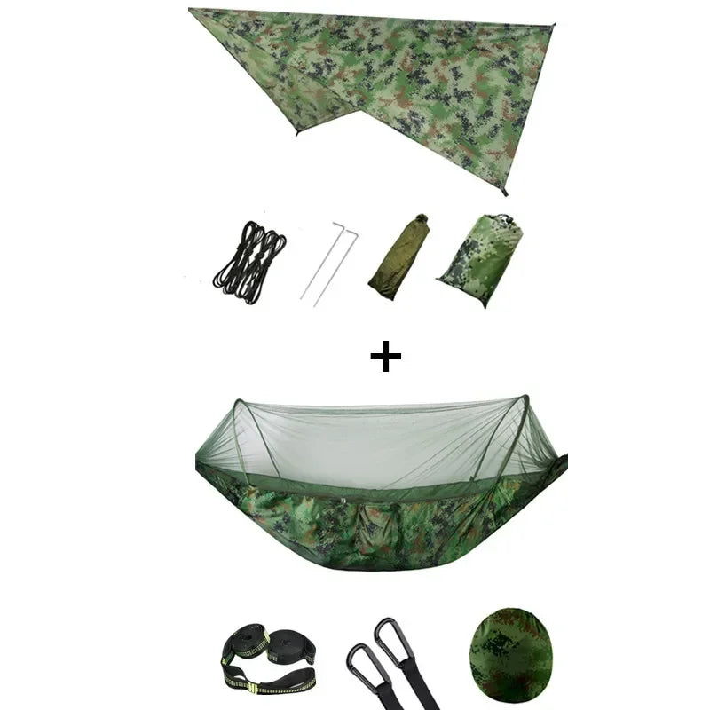 Hamac de camping pop-up avec moustiquaire et bâche de protection, 250 x 120 cm, vue 22