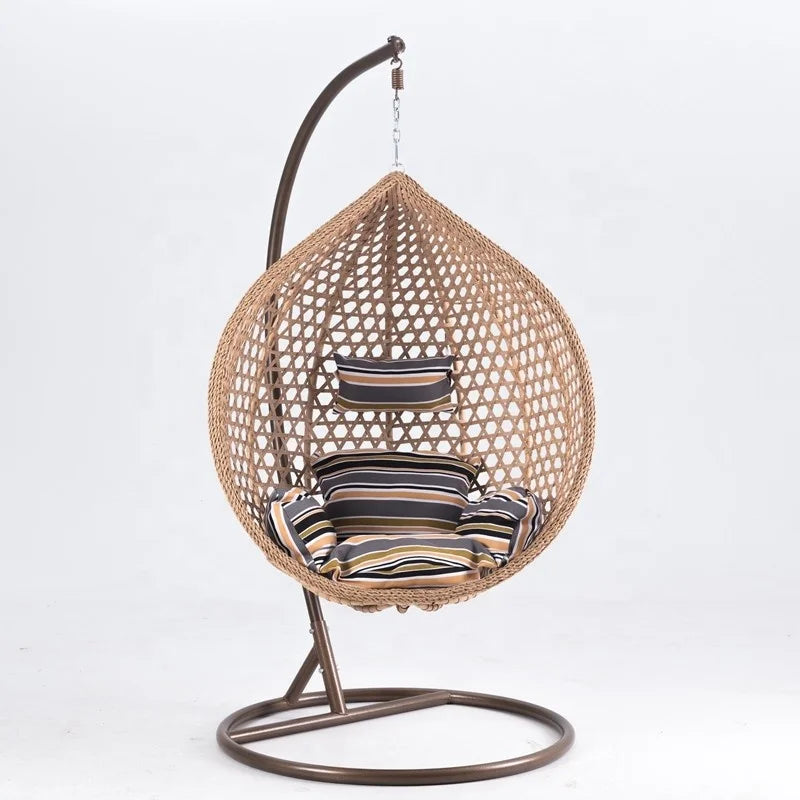 Fauteuil Suspendu Rond en Résine Tressée, Pied en Fer Forgé 195 cm, vue 5