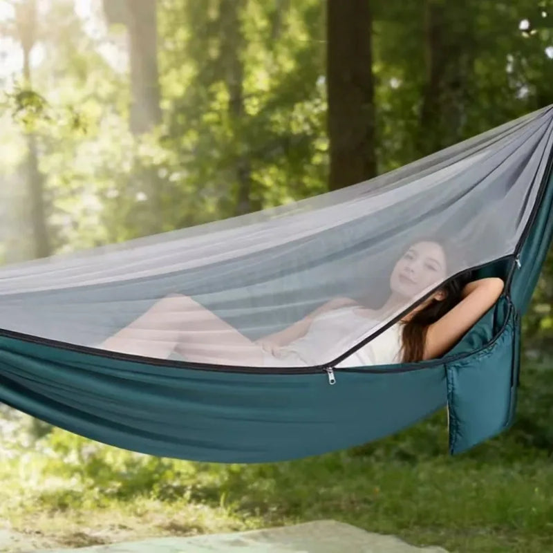 Hamac de Camping avec Moustiquaire Zippée, Polyester, 270 x 140 cm, vue 6