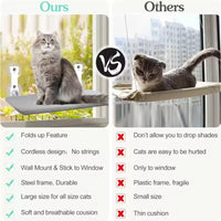 Hamac pour Chat de Fenêtre Pliable à Ventouses, Cadre Acier, Gris ou Blanc, Tailles M et L, vue 5