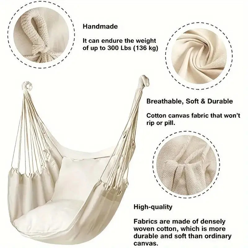 Chaise Hamac Suspendue en Toile de Coton, 14 Modèles, Cordes et Sac, vue 14