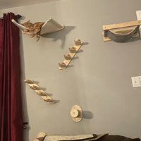 Hamac mural pour chat, griffoir et escalier en bois et sisal à la pièce, vue 6