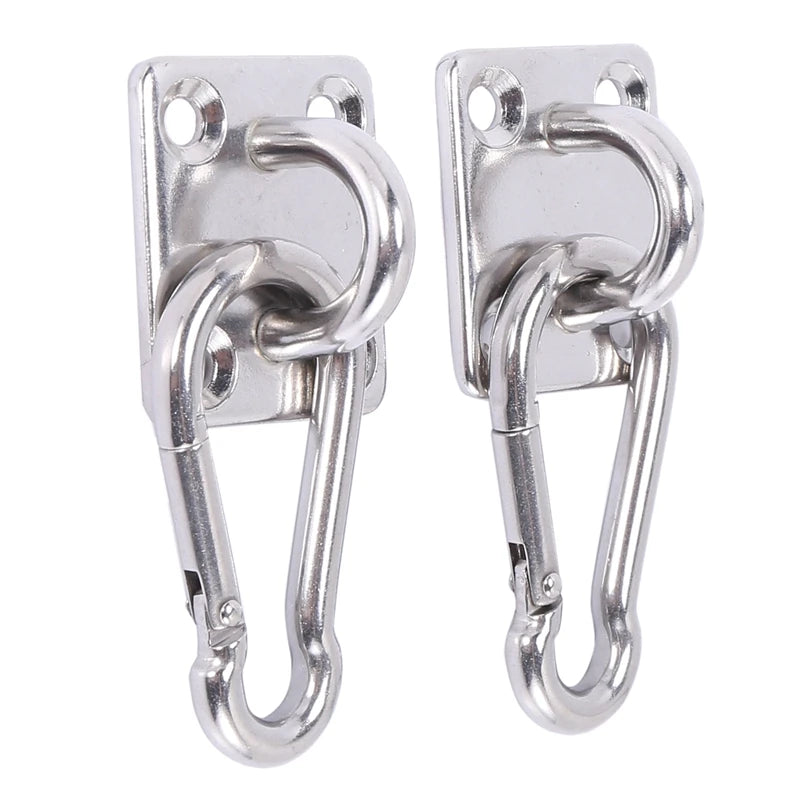 Platines de Fixation Murale ou Plafond en Inox avec Mousquetons, Lot de 2