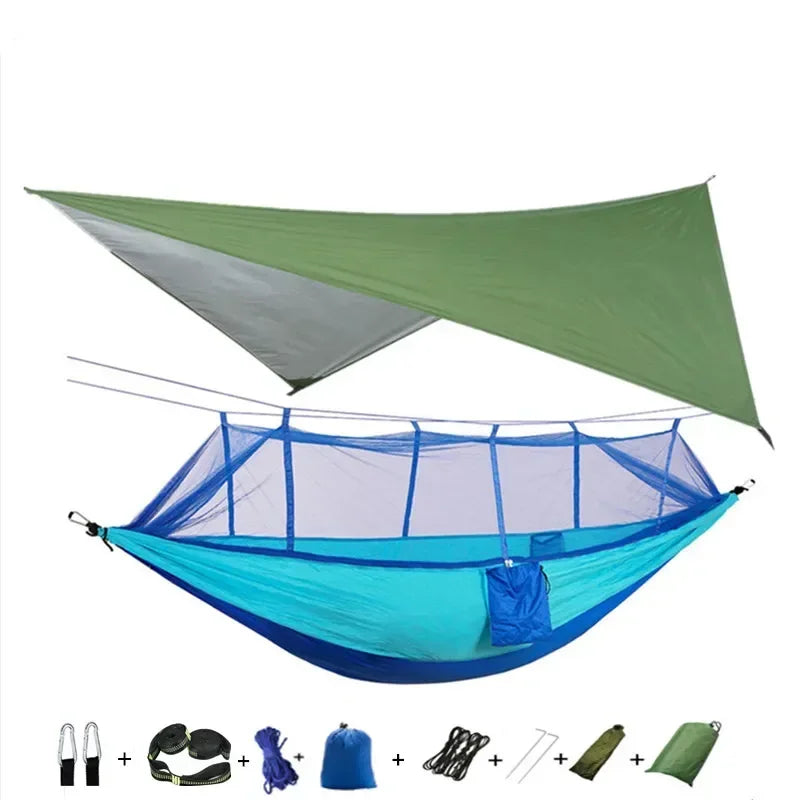 Hamac de Camping Double Moustiquaire, Bâche Imperméable et Sangles, 260 x 140 cm, vue 23