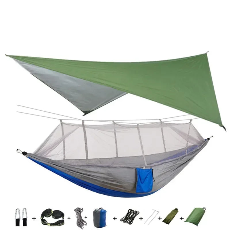 Hamac de Camping Double Moustiquaire, Bâche Imperméable et Sangles, 260 x 140 cm, vue 26