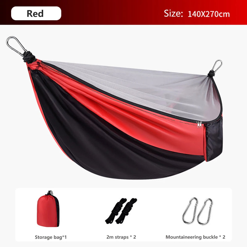 Hamac de Camping avec Moustiquaire et Sangles, 270 x 140 cm, 6 Coloris, vue 9