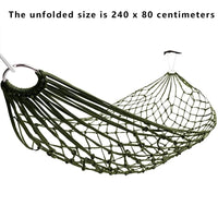 Hamac Filet en Corde de Nylon Vert, 240 x 80 cm, Portable pour Camping et Jardin, vue 6