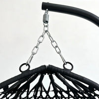 Fauteuil Suspendu Pliable Tressé Noir avec Pied en C et Coussin Noir, vue 4
