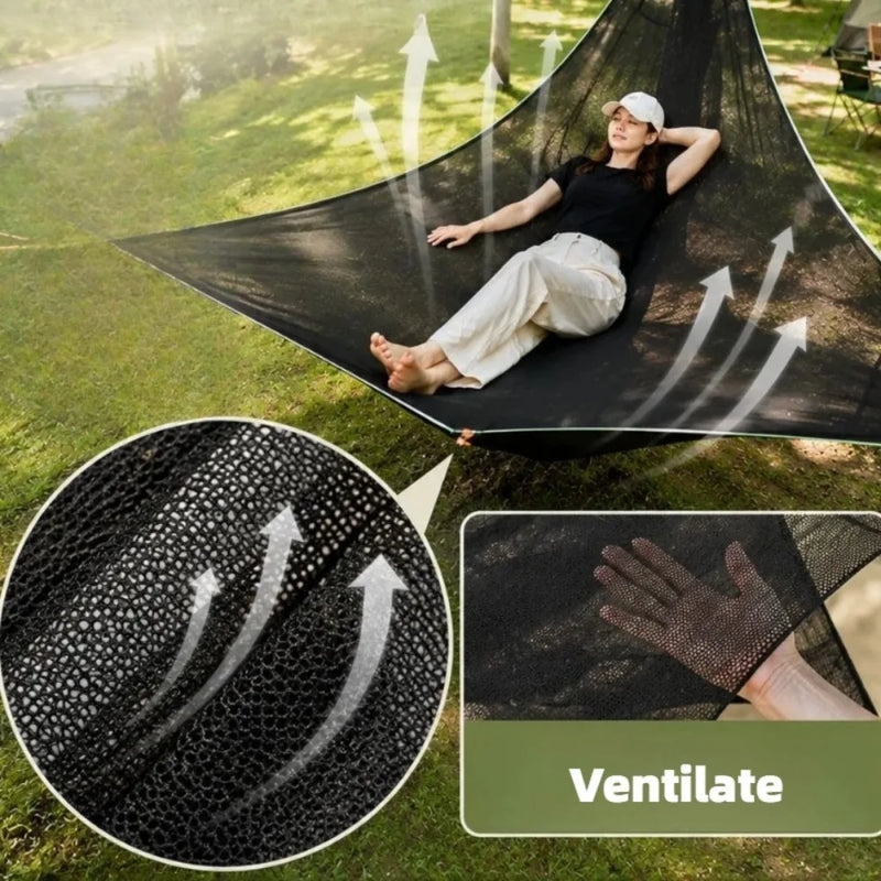 Hamac Triangle Filet Noir pour Arbres, Polyester, 2,8 m de Côté, vue 3