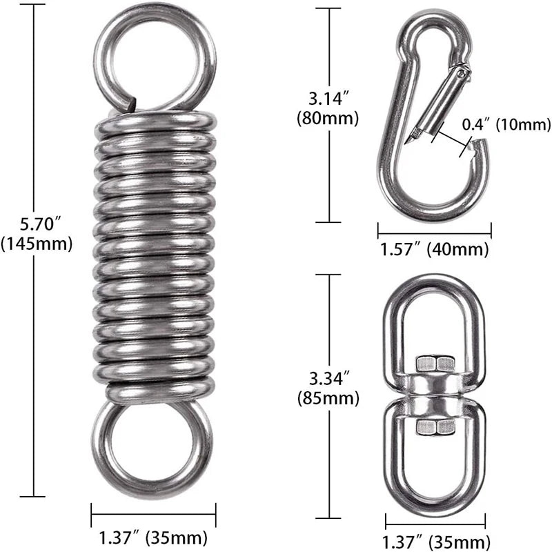 Kit de Suspension pour Chaise Hamac, Ressort, Émerillon et 2 Mousquetons, vue 2