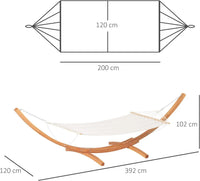 Hamac sur Pied en Bois en Arc, Toile Crème 200 x 120 cm, vue 4