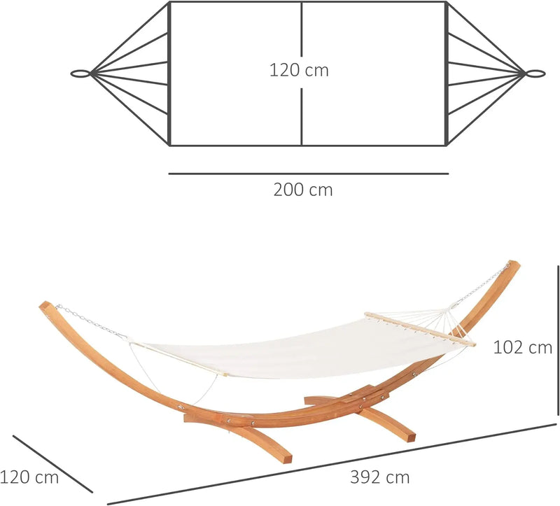 Hamac sur Pied en Bois en Arc, Toile Crème 200 x 120 cm, vue 4