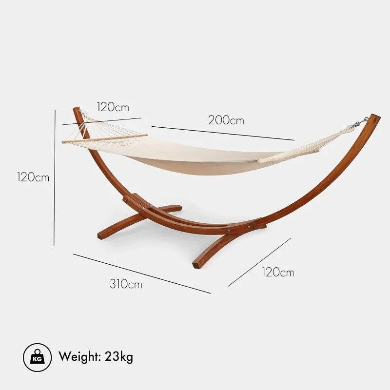 Hamac sur Pied en Bois de Mélèze, 1 Place, Support Courbe 310 cm, vue 2