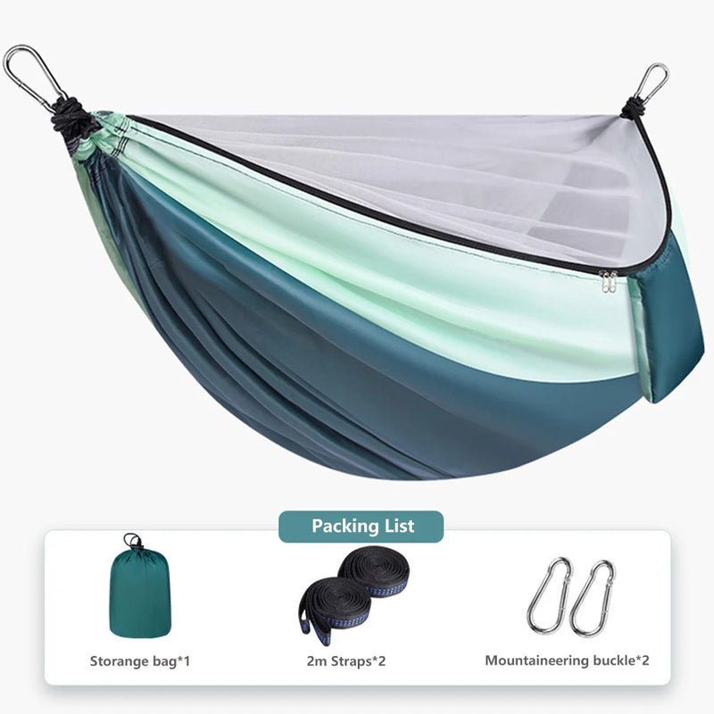 Hamac de Camping avec Moustiquaire et Sangles, 270 x 140 cm, 6 Coloris