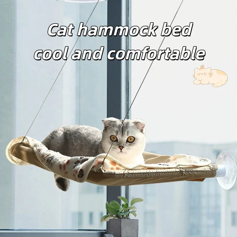 Hamac suspendu de fenêtre pour chat en toile Oxford, fixation à ventouses, 55 x 35 cm