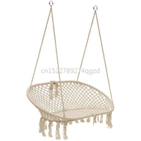 Chaise Hamac Suspendue Double en Macramé de Coton, Banc à Franges 130 x 80 cm, vue 3