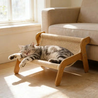 Lit Hamac pour Chat en Bois et Sisal, Griffoir 2 en 1, 2 Tailles, vue 6
