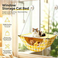 Hamac pour Chat de Fenêtre Suspendu avec Poche de Rangement, Ventouses, 4 Motifs, vue 4