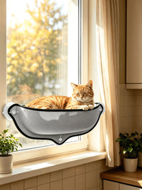 Hamac pour Chat de Fenêtre en Forme de Bol à Ventouses, Gris, 52 cm, vue 3