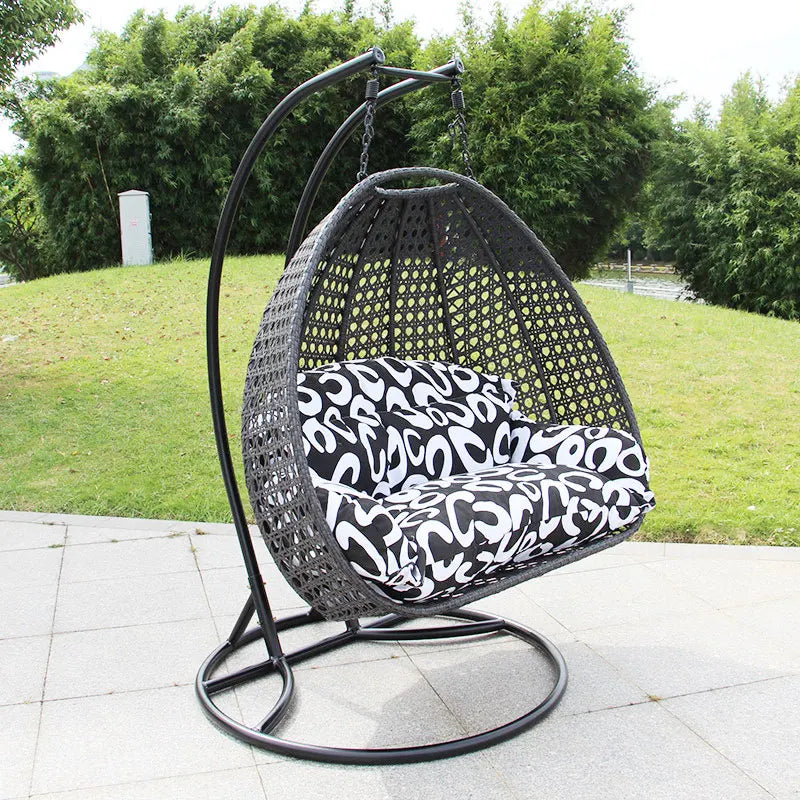 Fauteuil Suspendu Œuf Tressé avec Pied Métal en Arc, 7 Coloris de Coussin, vue 7