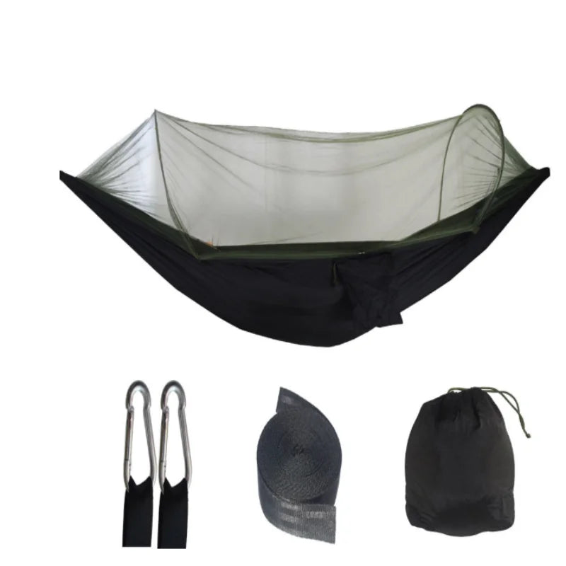 Hamac de Camping avec Moustiquaire Intégrée et Poche Latérale, 3 Coloris, Sac de Rangement, vue 9