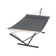Hamac sur Pied Double Matelassé Gris Foncé, Support Métal Noir 375 cm