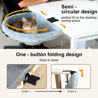 Hamac pour Chat de Bureau à Pince, Pliable en Un Clic, Demi-circulaire en Peluche Grise, 44 x 46 cm, vue 4