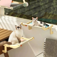 Hamac pour Chat en Bois, Perchoir de Fenêtre 3 en 1, Toile Grise, 47 x 38 cm, vue 2
