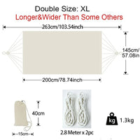Hamac Double 2 Places en Coton Blanc Cassé, Toile 200 cm, vue 4